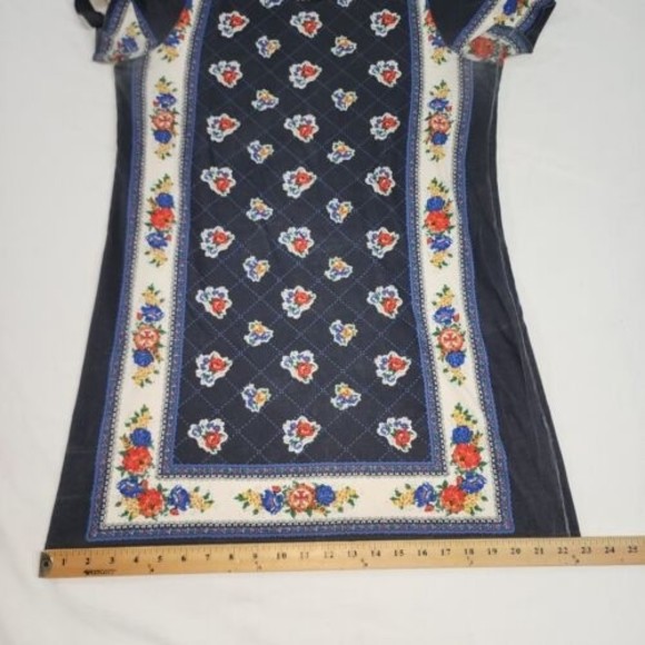 Tory Burch Medium Floral Print T-shirt Dress Navy Flower & Logo Print - Picture 10 of 16